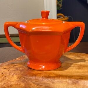 Vintage Super Cute Fraunfelter China Orange Sugar Bowl